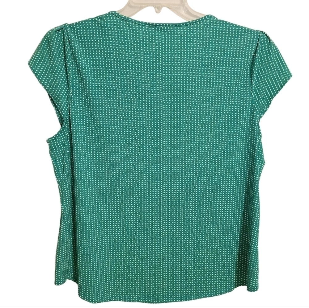Adrianna Papell | Women's Green Polka Dot Cap Sleeve Blouse (Size XL) - Picture 12 of 12